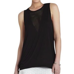 NWT BCBGMAXAZRIA Harlow Black Sleeveless High-Low Top Mesh V-Neck Insert Small